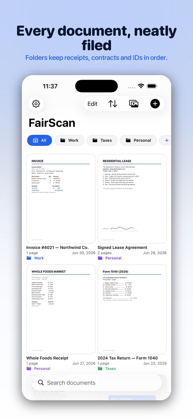 Your scan library with folders