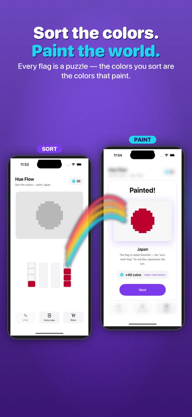 Color-sort board mid-solve