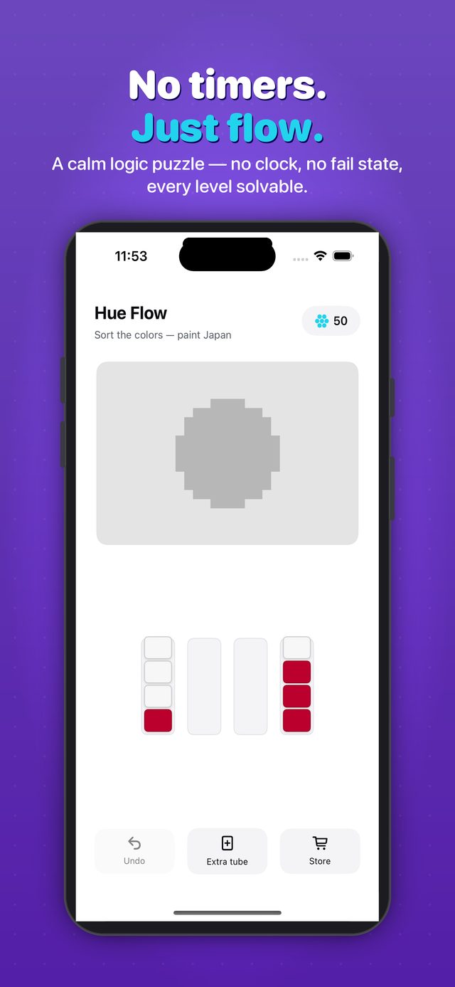 No clock, no fail state — a calm puzzle