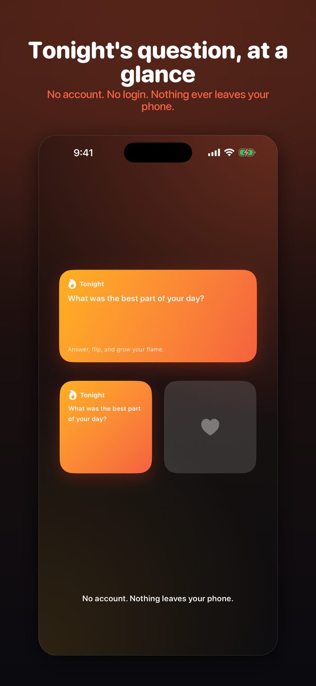 Home Screen widget with tonight's question