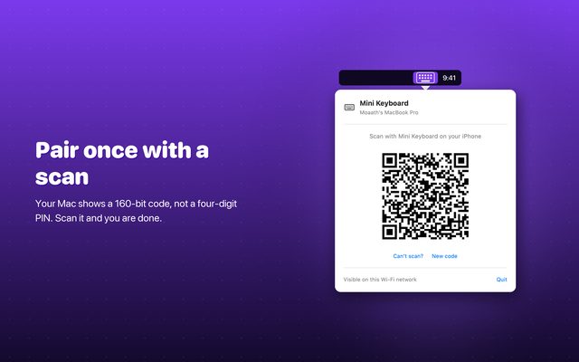 Pair once by scanning a code