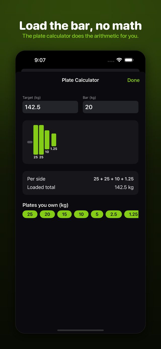 Barbell plate calculator