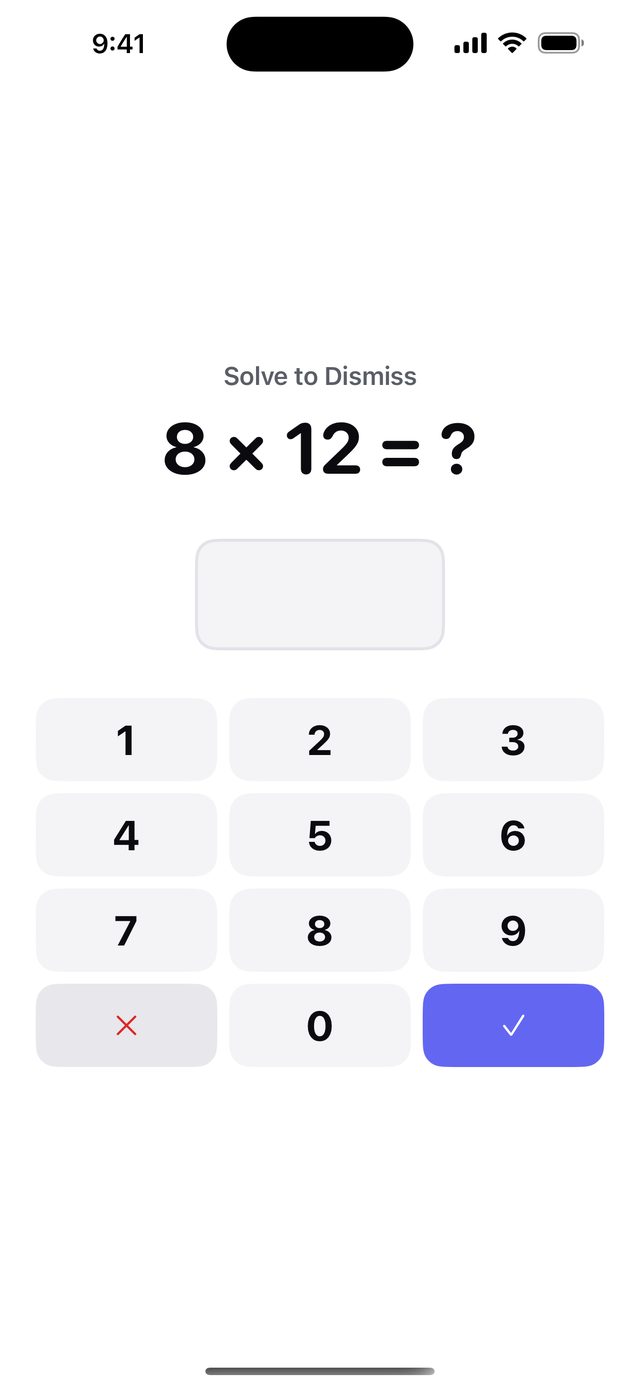 Solve a math problem to dismiss